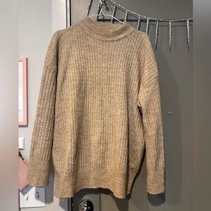 Oversized Mockneck Sweater- Tan